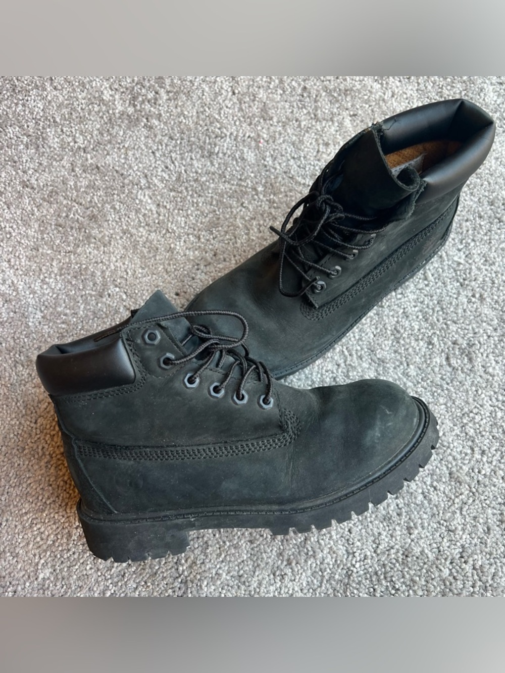 Timberland Kids Black Lace-Up Nubuck Boots